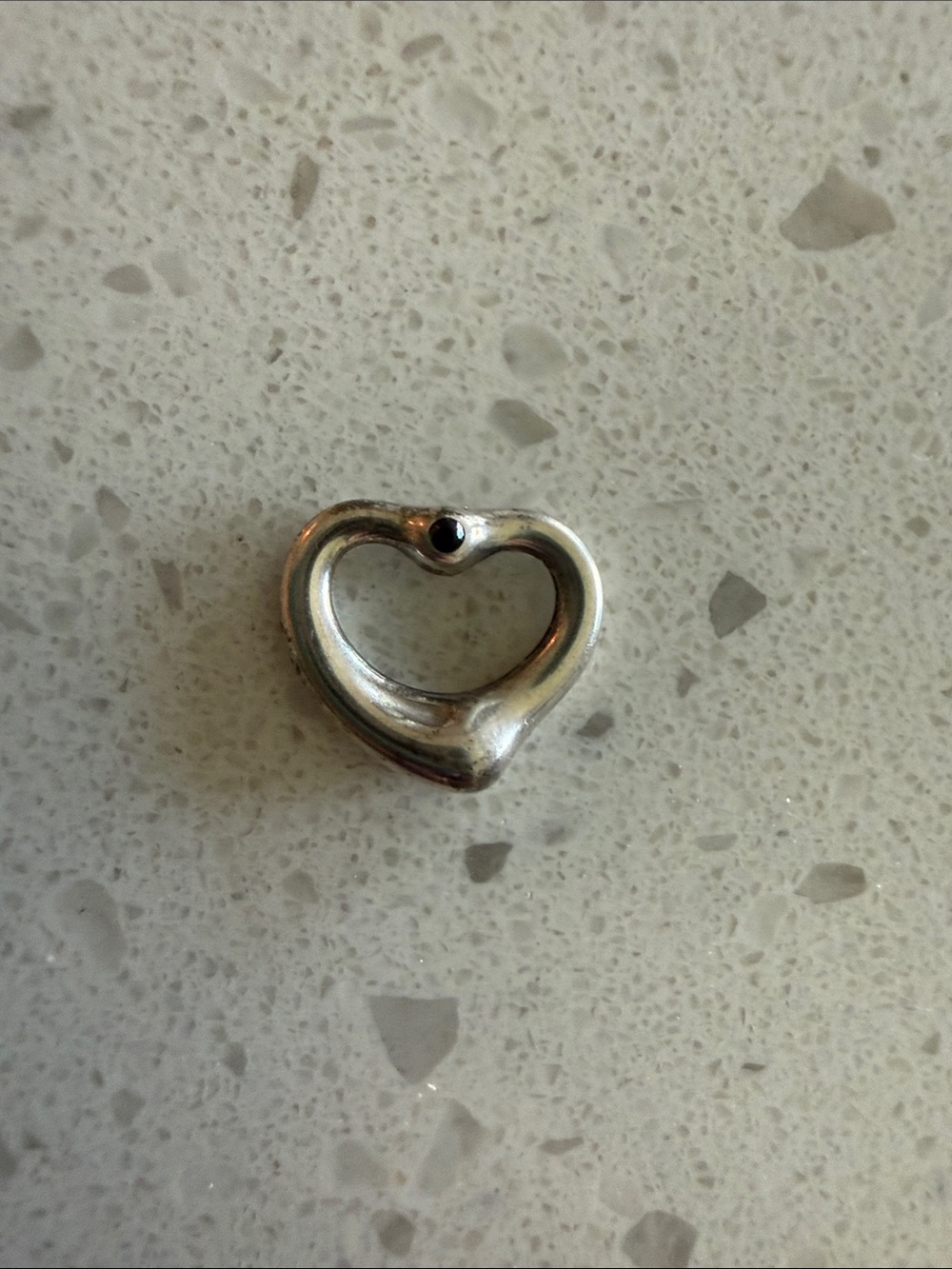 Tiffany & Co Elsa Peretti Open Heart Pendant w/ Black Stone